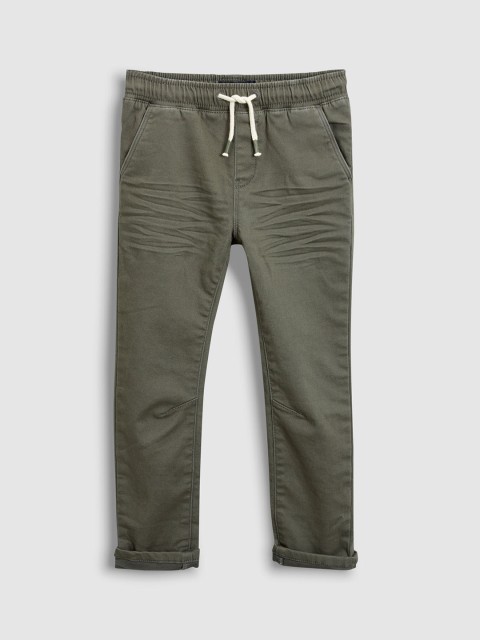 

next Boys Olive Green Regular Fit Solid Regular Trousers