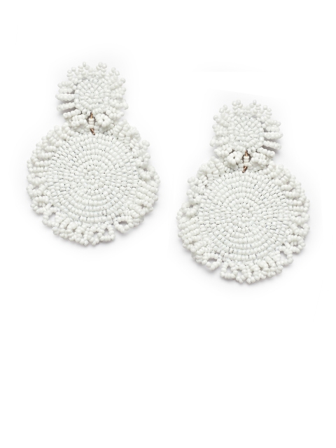 

Foxy Sperks White Circular Drop Earrings