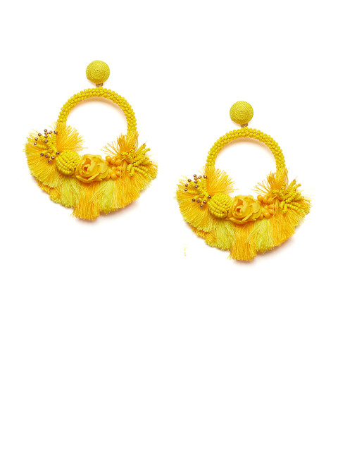 

Foxy Sperks Yellow Circular Drop Earrings