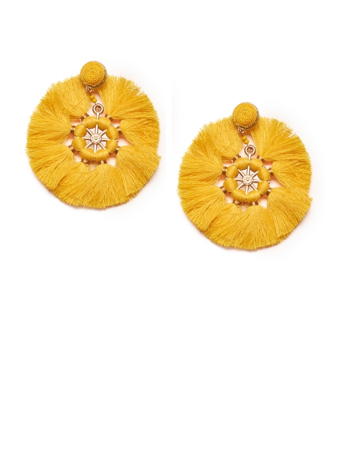 

Foxy Sperks Yellow Circular Drop Earrings