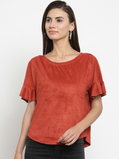 

Latin Quarters Women Rust Brown Solid Top