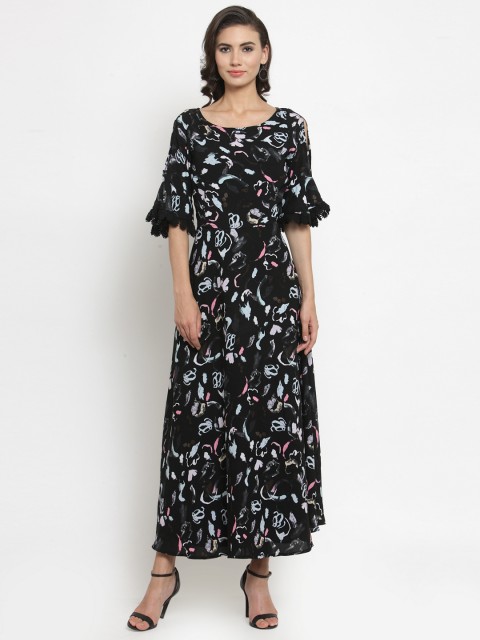 

Latin Quarters Women Black Printed Maxi Dress