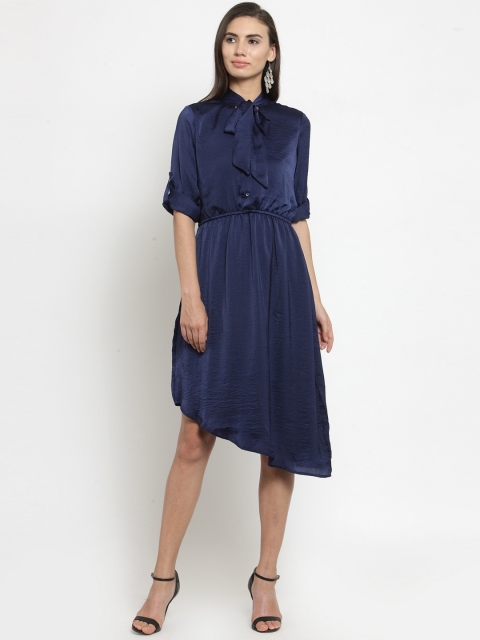 

Latin Quarters Women Navy Blue Solid Blouson Dress