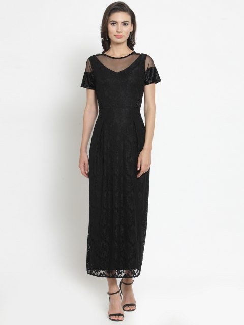 

Latin Quarters Women Black Self Design Maxi Dress