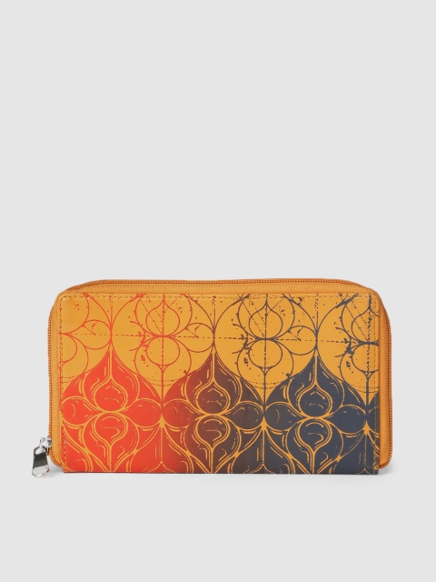

Baggit Women Yellow Printed Zip Around Wallet