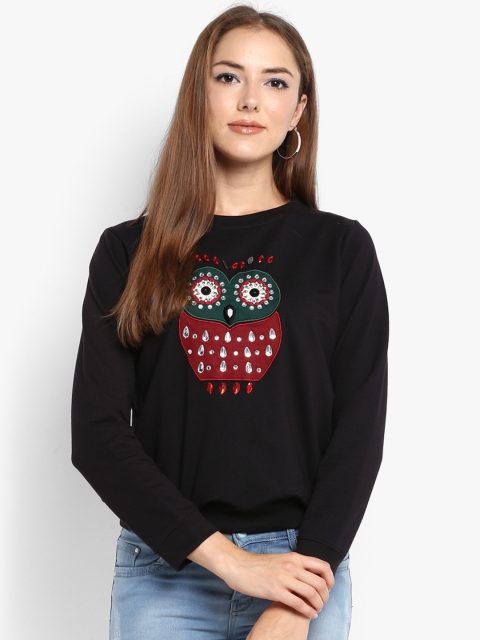 

Chumbak Women Black Solid Sweatshirt