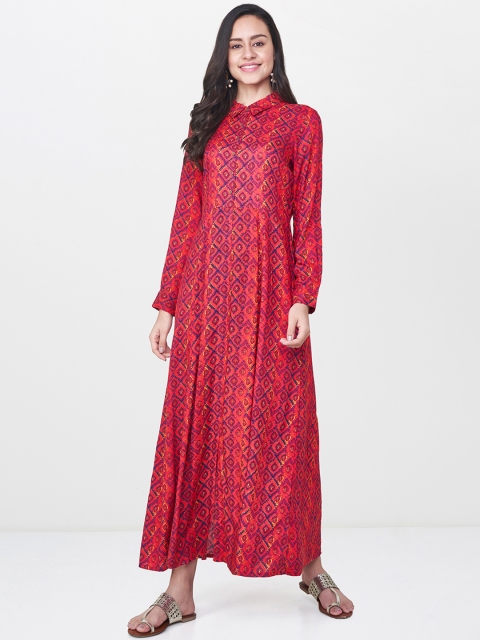 

Global Desi Women Pink Printed A-Line Dress