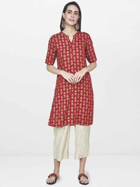 

Global Desi Red Printed Tunic