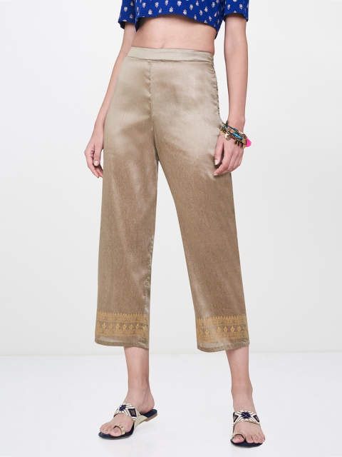 

Global Desi Women Beige Regular Fit Printed Regular Trousers
