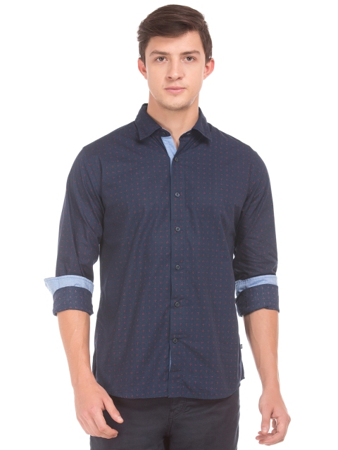 

Nautica Men Navy Blue Slim Fit Printed Casual Shirt