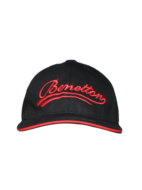 

United Colors of Benetton Unisex Black & Red Embroidered Baseball Cap