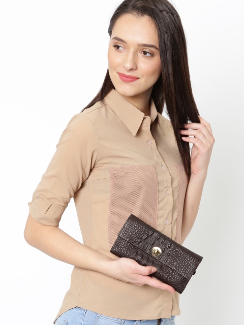 

Hidesign Women Brown Textured Three Fold Leather Wallet