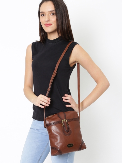 

Hidesign Tan Solid Leather Sling Bag