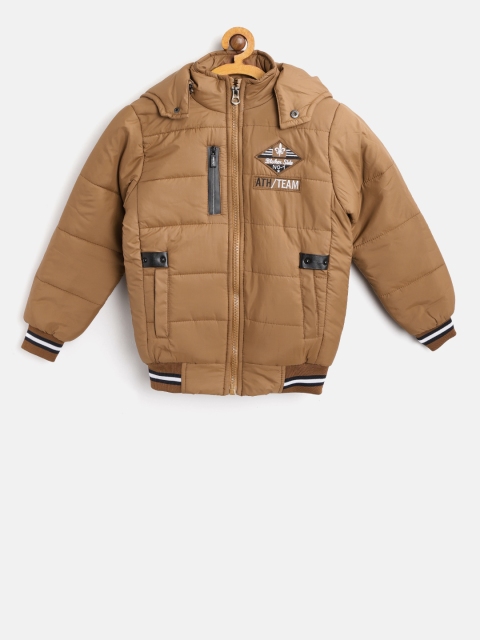 

Fort Collins Boys Brown Solid Bomber Jacket with Detachable Hood