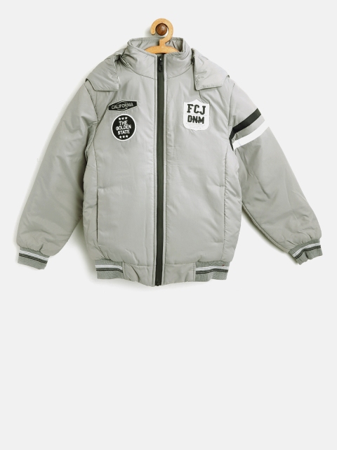 

Fort Collins Boys Grey Solid Bomber with Detachable Hood