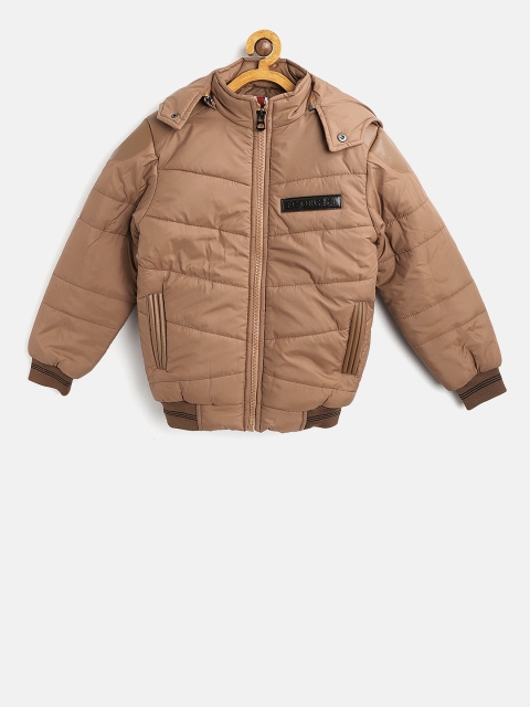 

Fort Collins Boys Brown Solid Hooded Bomber Jacket