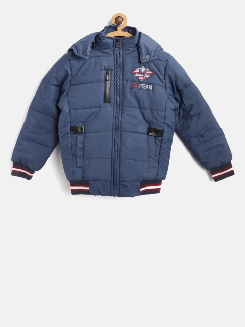 

Fort Collins Boys Navy Blue Solid Bomber with Detachable Hood