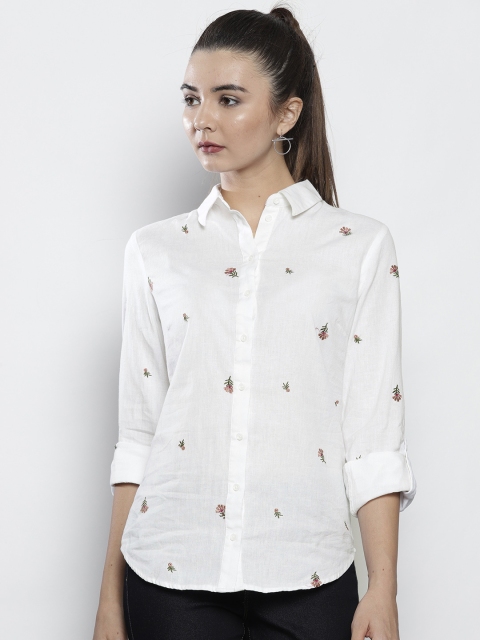 

DOROTHY PERKINS Women Off-White Regular Fit Embroidered Casual Shirt