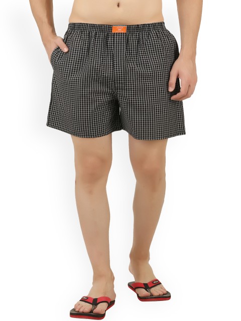 

Joven Men Black and White Checked Pure Cotton Boxers PRO1N007-BLACK-7645017