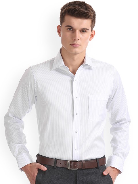

Arrow Men White Regular Fit Striped Formal Shirt