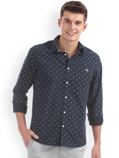 

Aeropostale Men Navy Blue Regular Fit Printed Casual Shirt