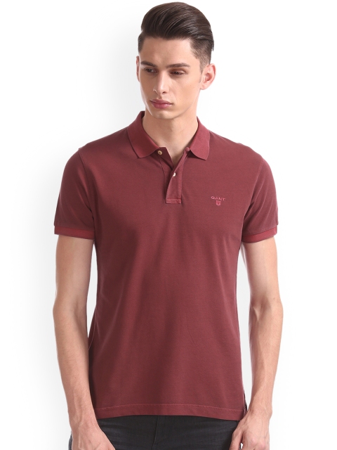 

GANT Men Maroon Solid Polo Collar T-shirt