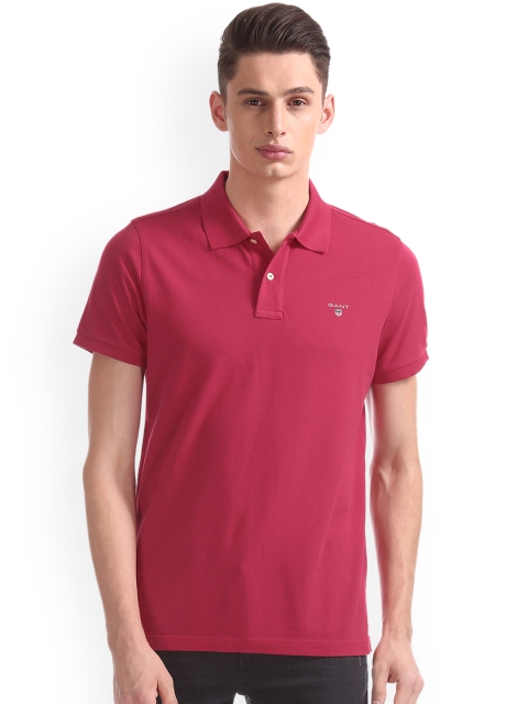 

GANT Men Magenta Solid Polo Collar T-shirt