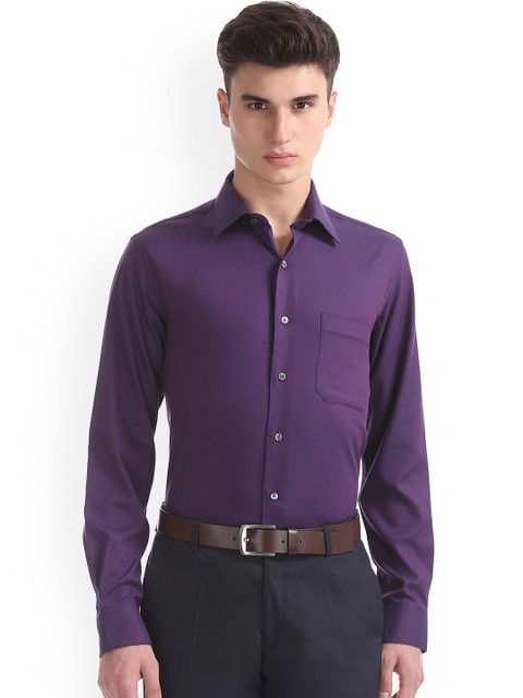 

Arrow Men Purple Regular Fit Self Design Formal Shirt