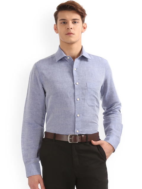 

Arrow Men Blue Regular Fit Solid Linen Formal Shirt