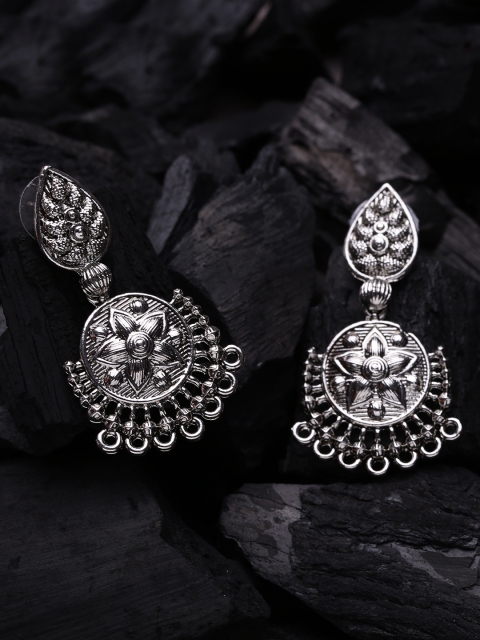 

Voylla Women Silver-Toned Classic Drop Earrings