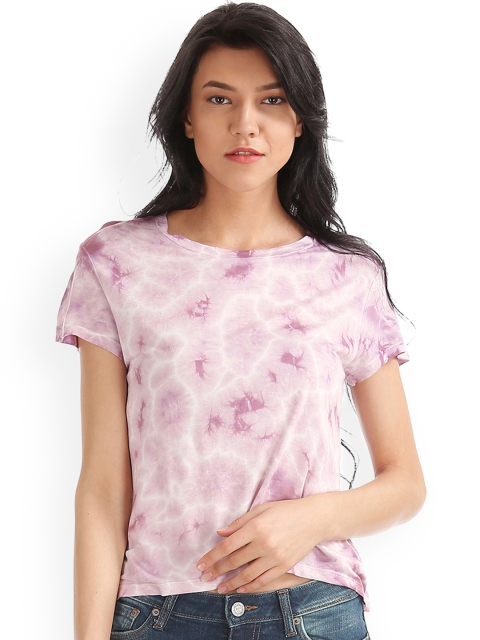

Aeropostale Women Purple Printed Round Neck T-shirt
