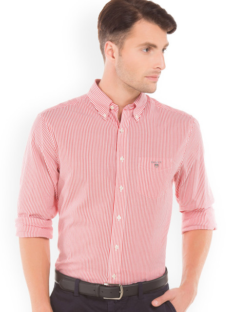 

GANT Men Red Regular Fit Striped Casual Shirt