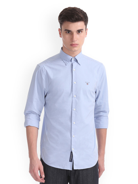 

GANT Men Blue Regular Fit Solid Casual Shirt