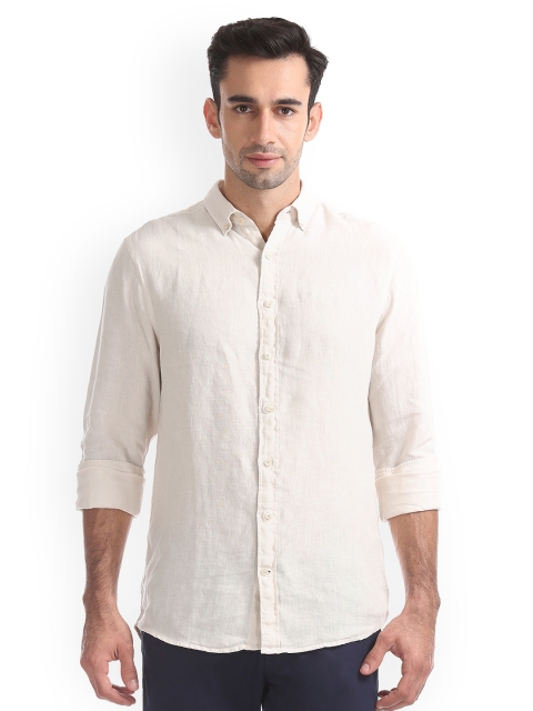 

GANT Men White Regular Fit Solid Linen Casual Shirt
