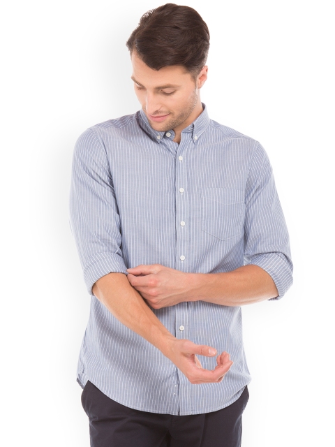 

GANT Men Blue Slim Fit Striped Casual Shirt