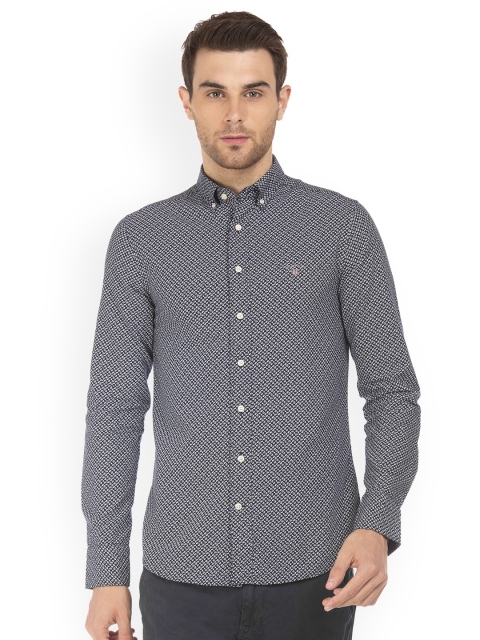 

GANT Men Blue Slim Fit Printed Casual Shirt