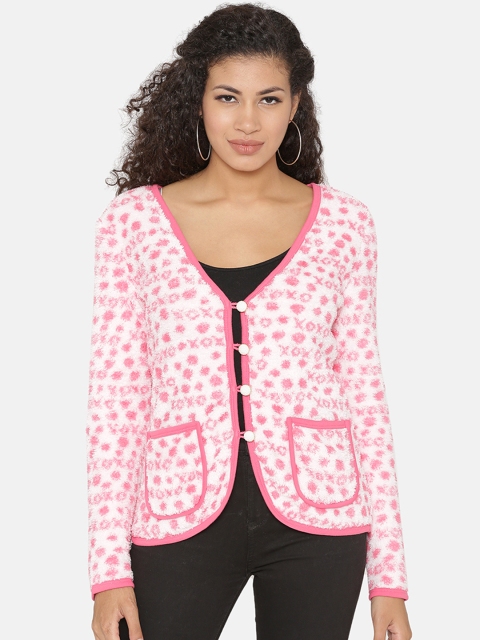 

Yaadleen Women Pink Printed Lightweight Tailored Jacket