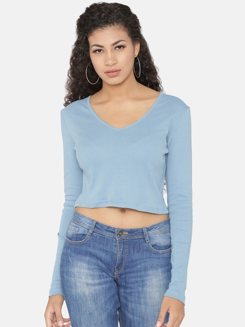 

Yaadleen Women Blue Solid Pure Cotton Top