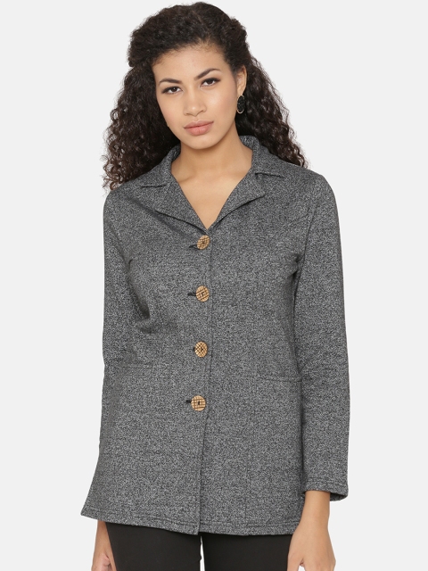 

Yaadleen Women Black Self Design Lightweight Tailored Jacket