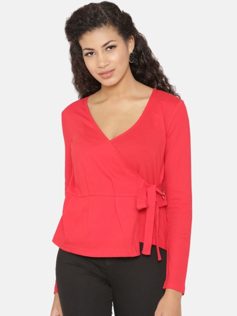 

Yaadleen Women Red Solid Wrap Top