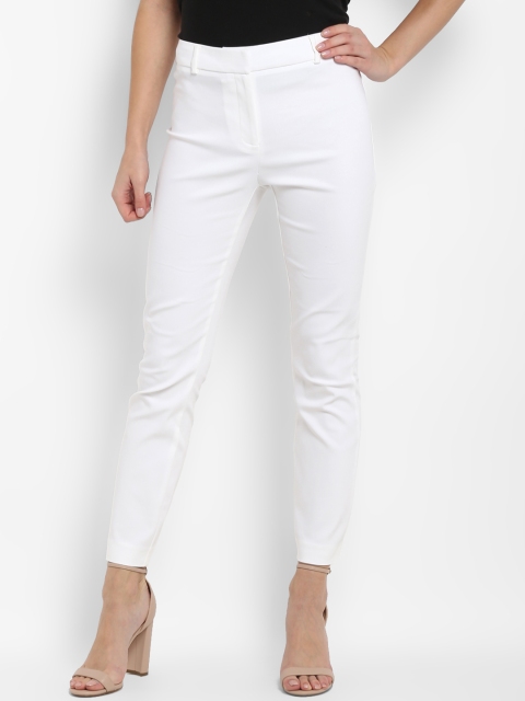 

Forever New Women White Slim Fit Solid Regular Trousers