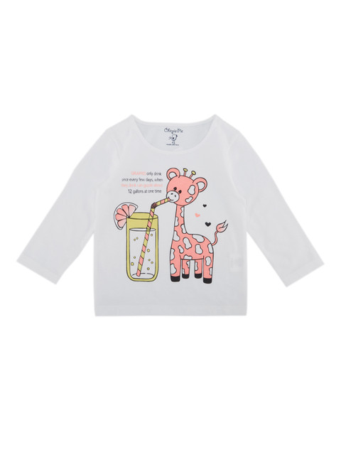 

Chirpie Pie by Pantaloons Girls White Printed Round Neck T-shirt