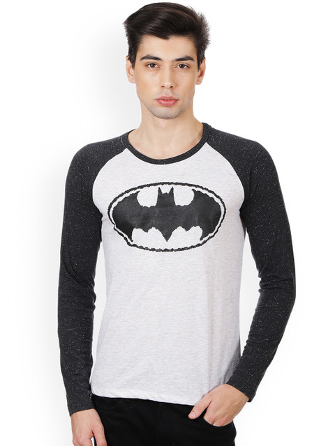 

Free Authority Men Grey Melange Batman Printed Round Neck T-Shirt