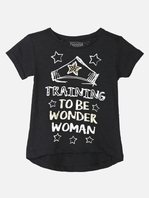 

Kids Ville Wonder Woman featured Black Tshirt for Girls