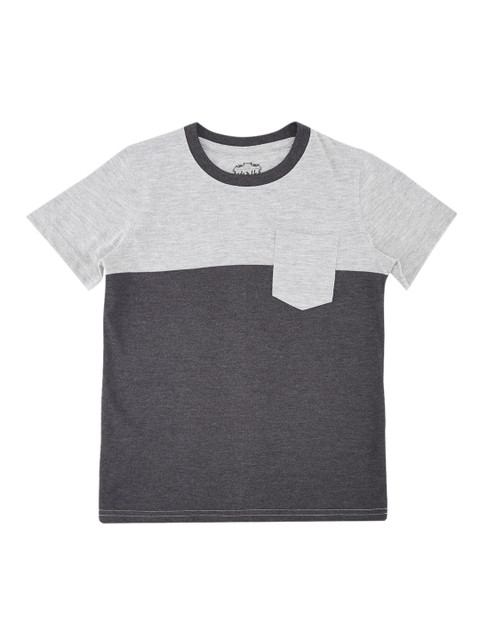 

CHALK by Pantaloons Boys Grey Melange Colourblocked Round Neck T-shirt