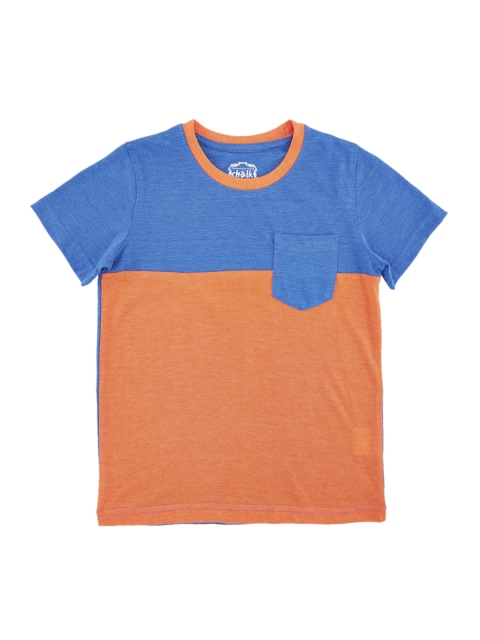 

CHALK by Pantaloons Boys Blue & Orange Colourblocked Round Neck T-shirt