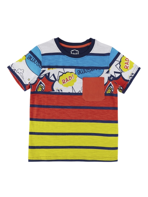 

CHALK by Pantaloons Boys Multicoloured Striped Round Neck T-shirt, Multi