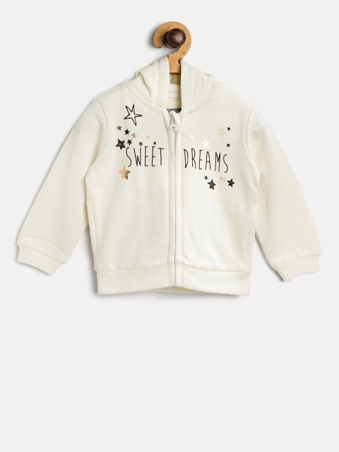 

Losan Girls Off-White Printed Hooded Sweatshirt