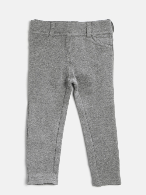 

Losan Girls Grey Melange Solid Treggings