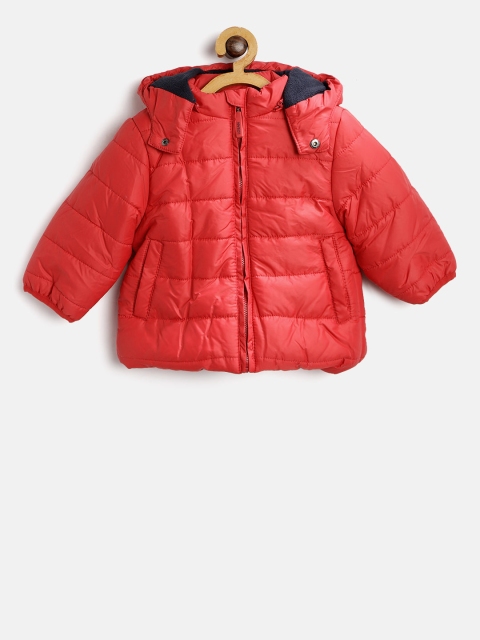 

Losan Boys Red Solid Puffer Jacket with Detachable Hood